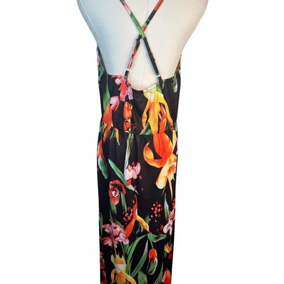 2/$50 NEW Bohemian XL Floral V-Neck Maxi Dress With Cross Back Straps - Picture 9 of 16